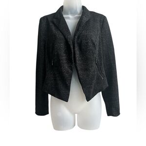 Vivienne Tam Ladies Black Shimmery Glitter Cropped Blazer Size Medium